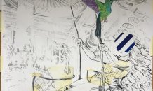 Paula Sousa Cardoso <br>© Good Bird, Bad Bird, 2018 - Lápis de cor ,  tinta permanente e óleo sobre papel -150 x 100 cm 