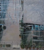 Sio Kit Lai<br>Bricks Drying 3 , 2012 - Óleo sobre tela - 37 x 45 cm © 