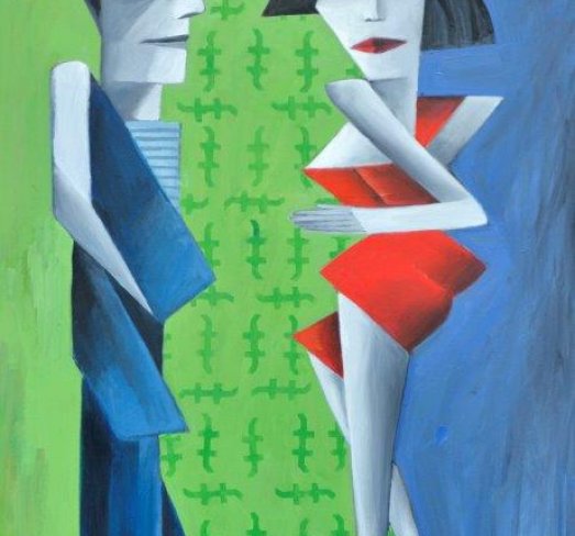 LIMA CARVALHO<br>© Encontro, 2013 - Óleo sobre tela - 110 x 90 cm 
