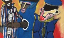<br>Tchalé Figueira - Educated scholls for educated fools , 2017 - Acrílico sobre tela - 92 x 87 cm © 